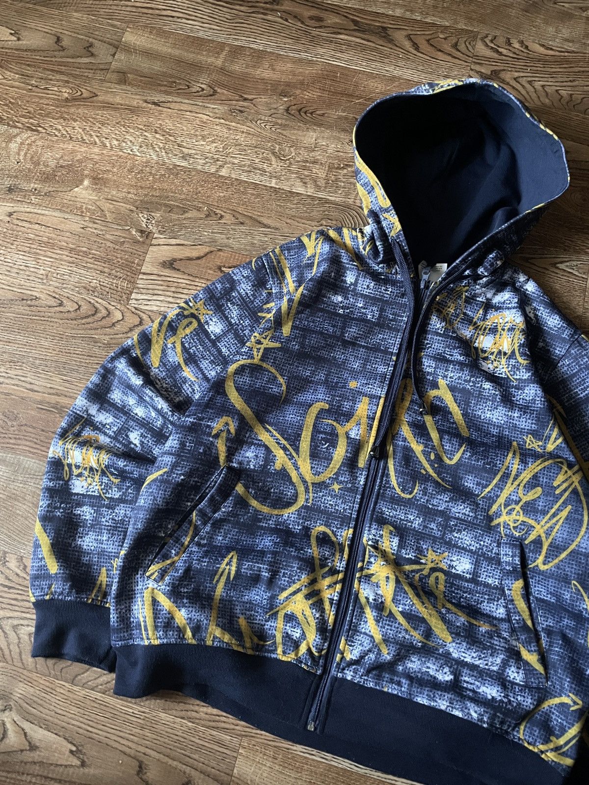 Other RAW BLUE ALL OVER PRINTED BAGGY ZIPPER HOODIE RAP JNCO STYLE Size US M / EU 48-50 / 2 - 3 Thumbnail