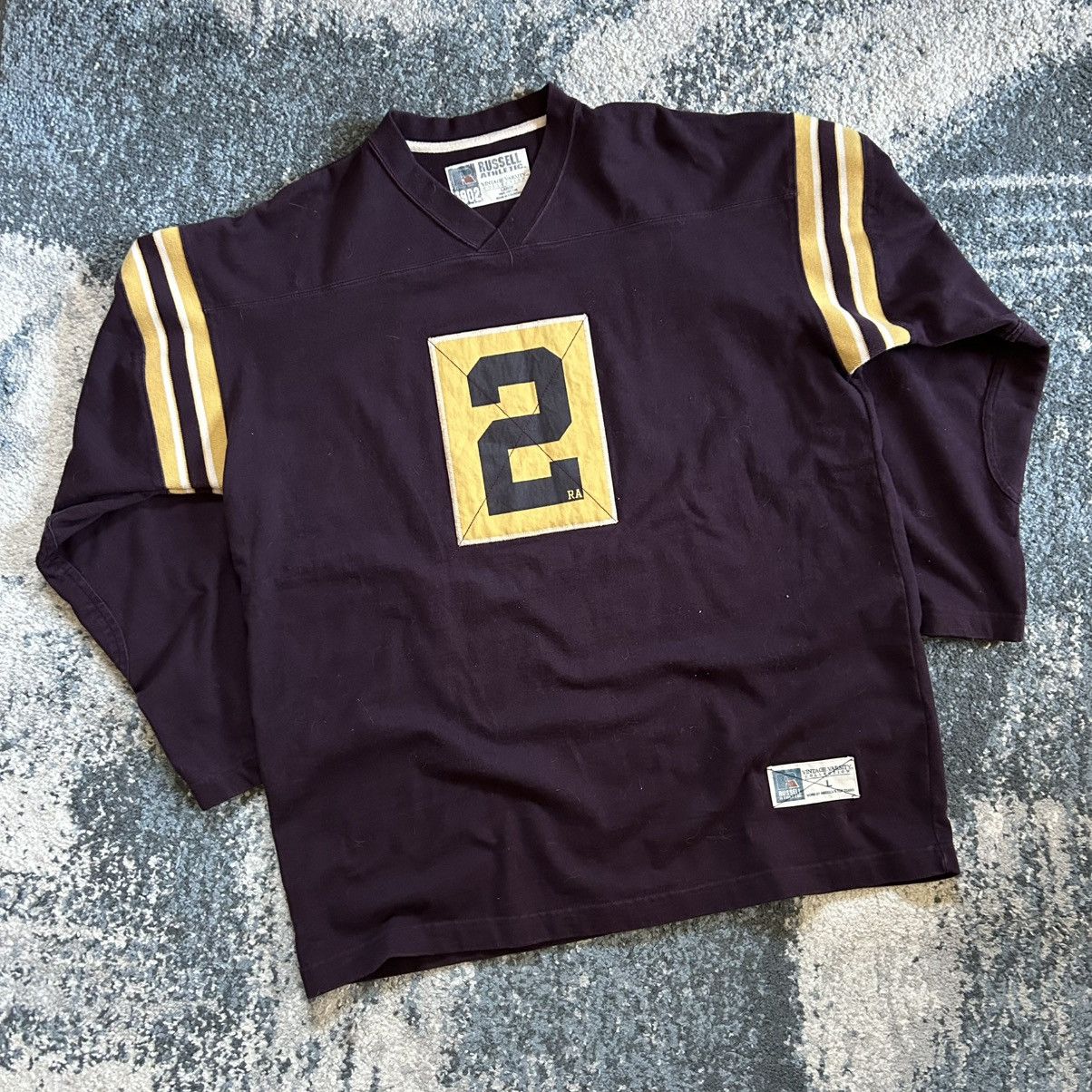 Russell Athletic SLUBBY MiDDLEWEiGHT RUGBY TOP DEEP MAROON OLD GOLD U of M Size US L / EU 52-54 / 3 - 13 Thumbnail