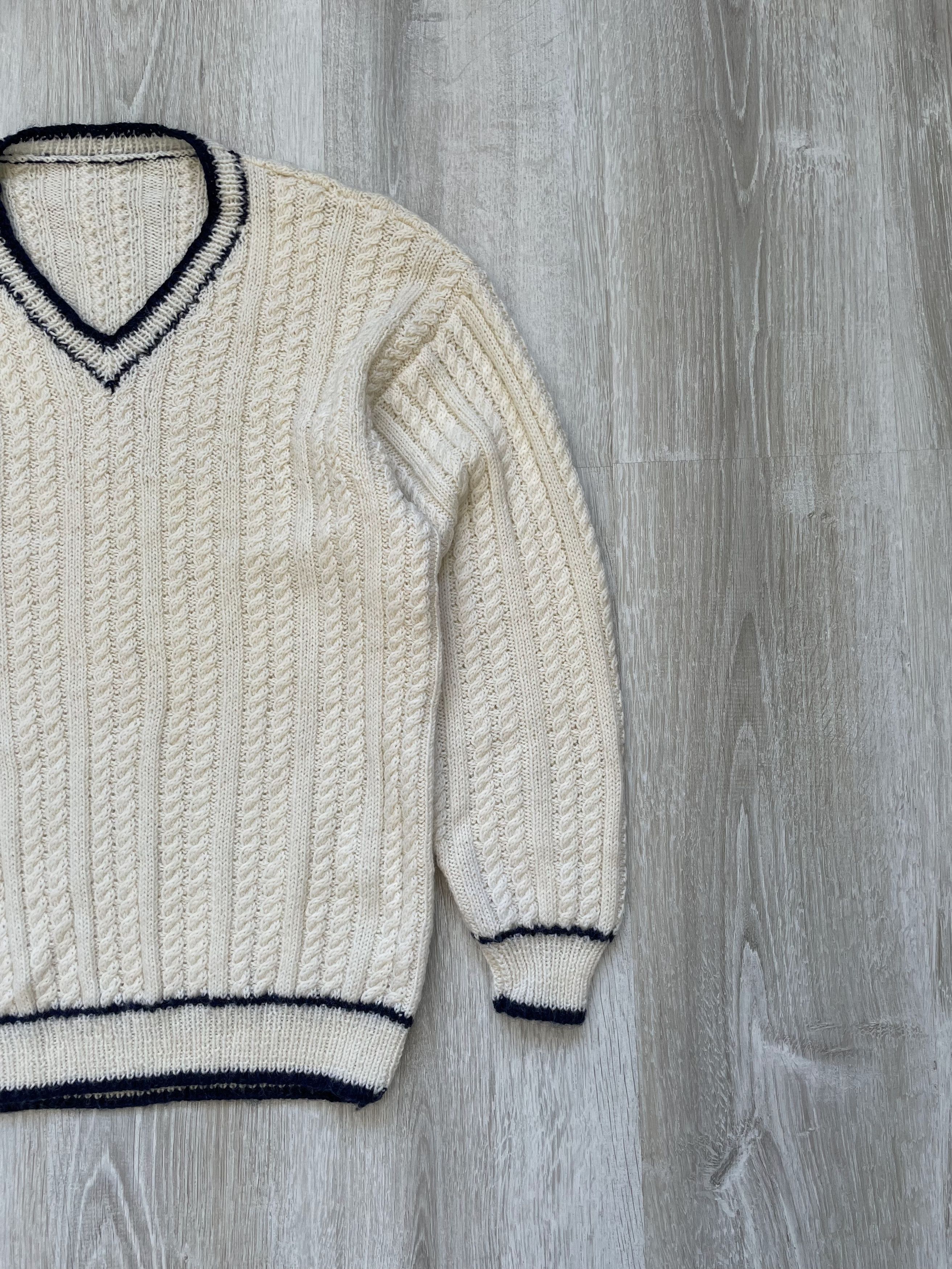Vintage Vintage 90s Fisherman Knit V neck Sweater Size US S / EU 44-46 / 1 - 4 Thumbnail