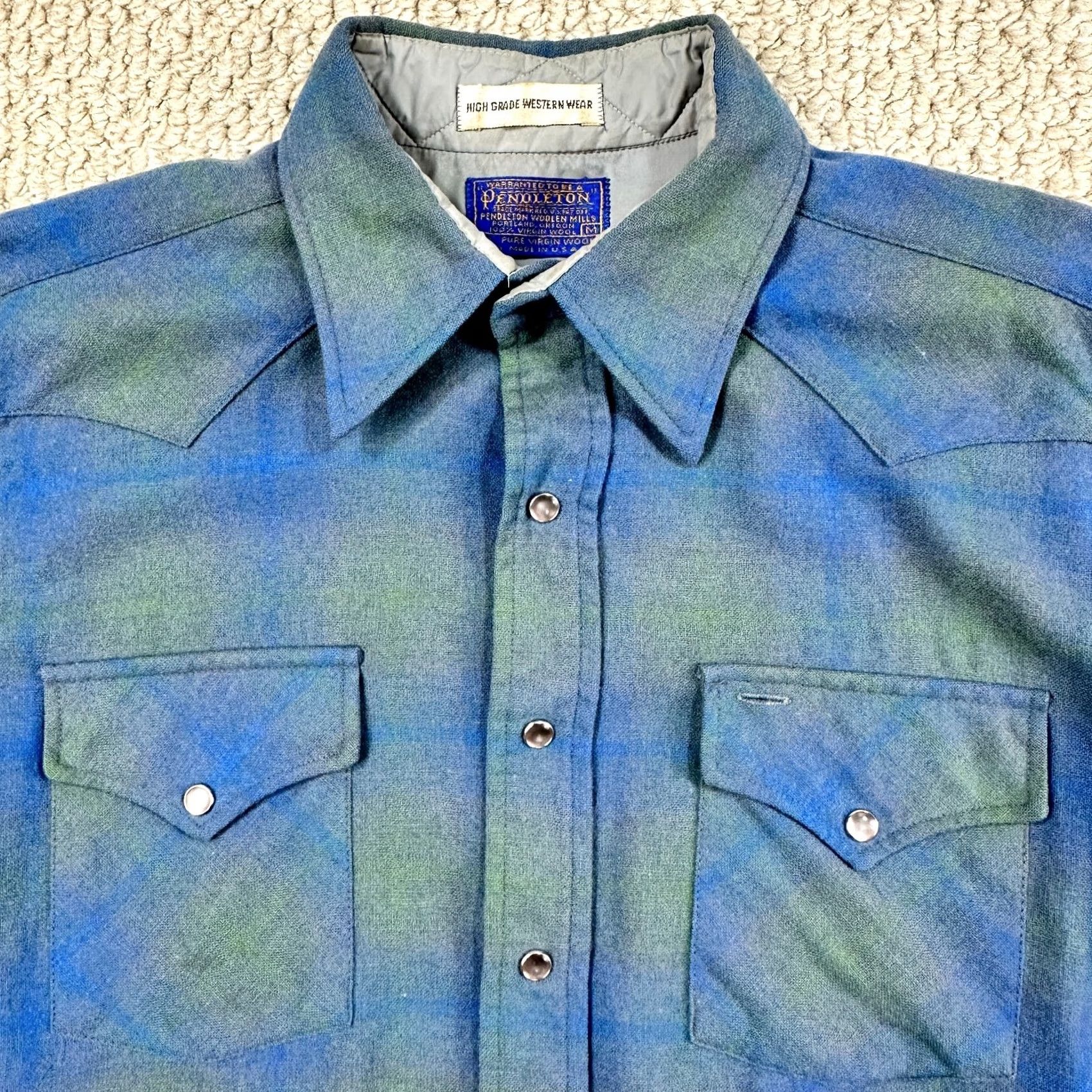 Pendleton VINTAGE Pendleton Shirt Men M Blue Shadow Plaid High Grade Western Flannel Size US M / EU 48-50 / 2 - 3 Thumbnail