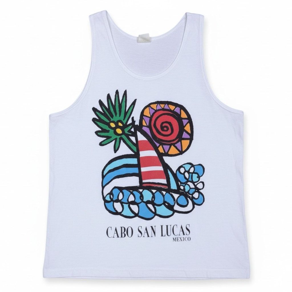 Gildan Vintage 90s Cabo San Lucas Mexico Men's Tank Top Ocean Sun L Size US L / EU 52-54 / 3 - 1 Thumbnail