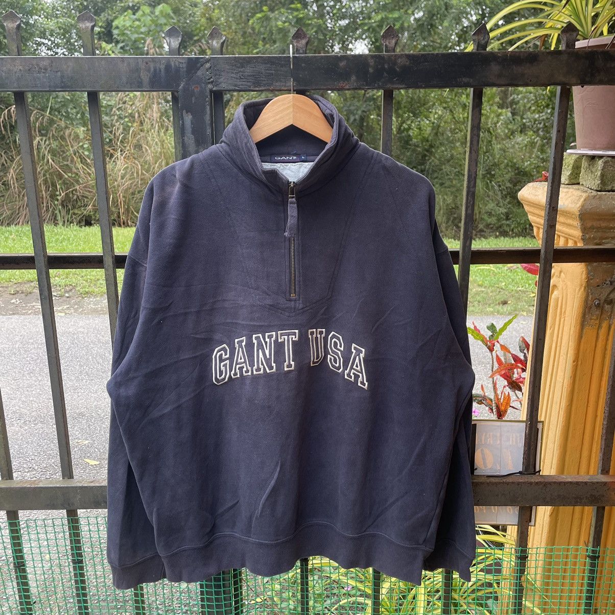 Gant × Vintage 🔥Vintage Gant USA Embroidered Logo Half Zipper Sweatshirts Size US XL / EU 56 / 4 - 1 Thumbnail