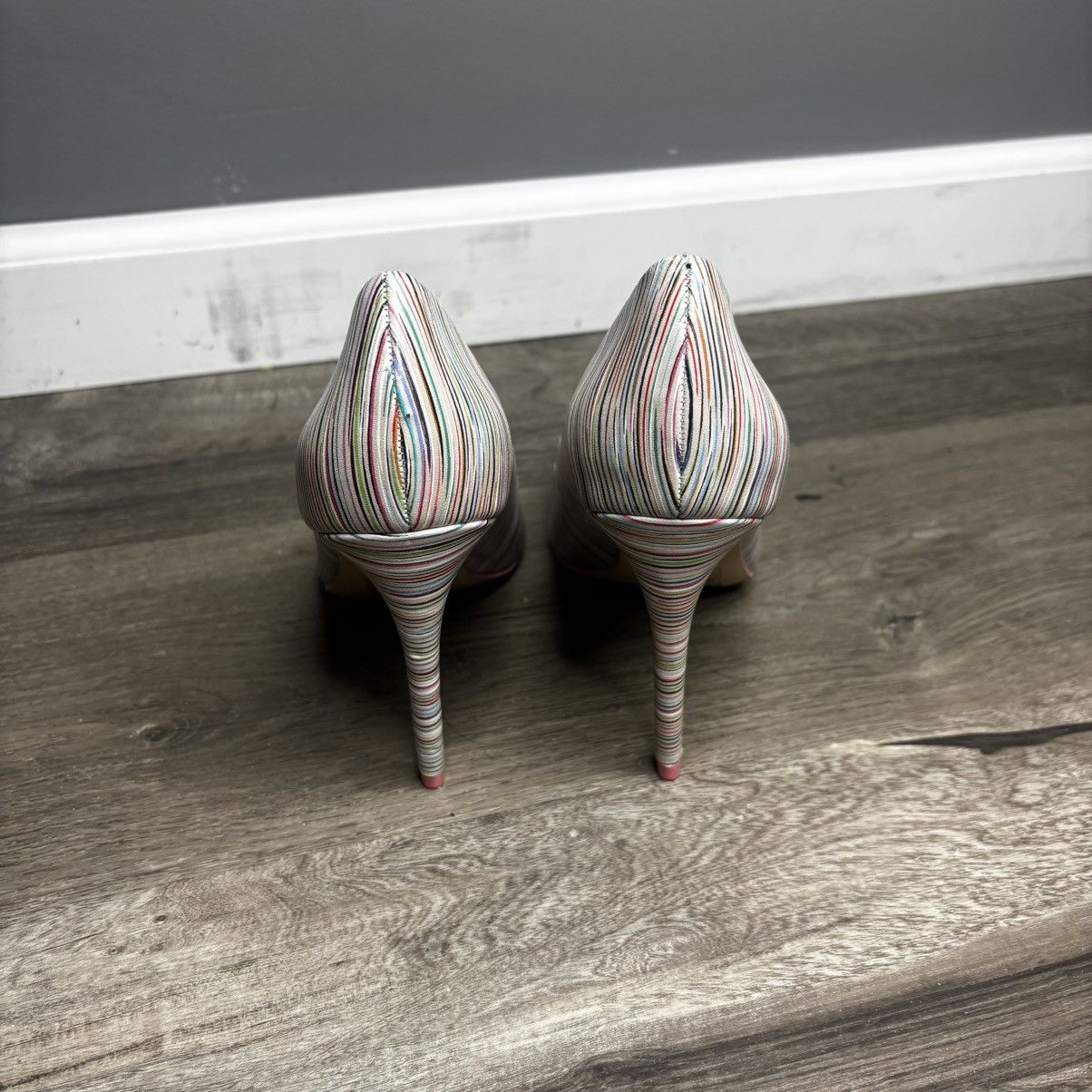 Vintage Mix No. 6 Striped Pink Pointed Toe High Heels Shoes Women's Size US 8 / IT 38 - 6 Thumbnail