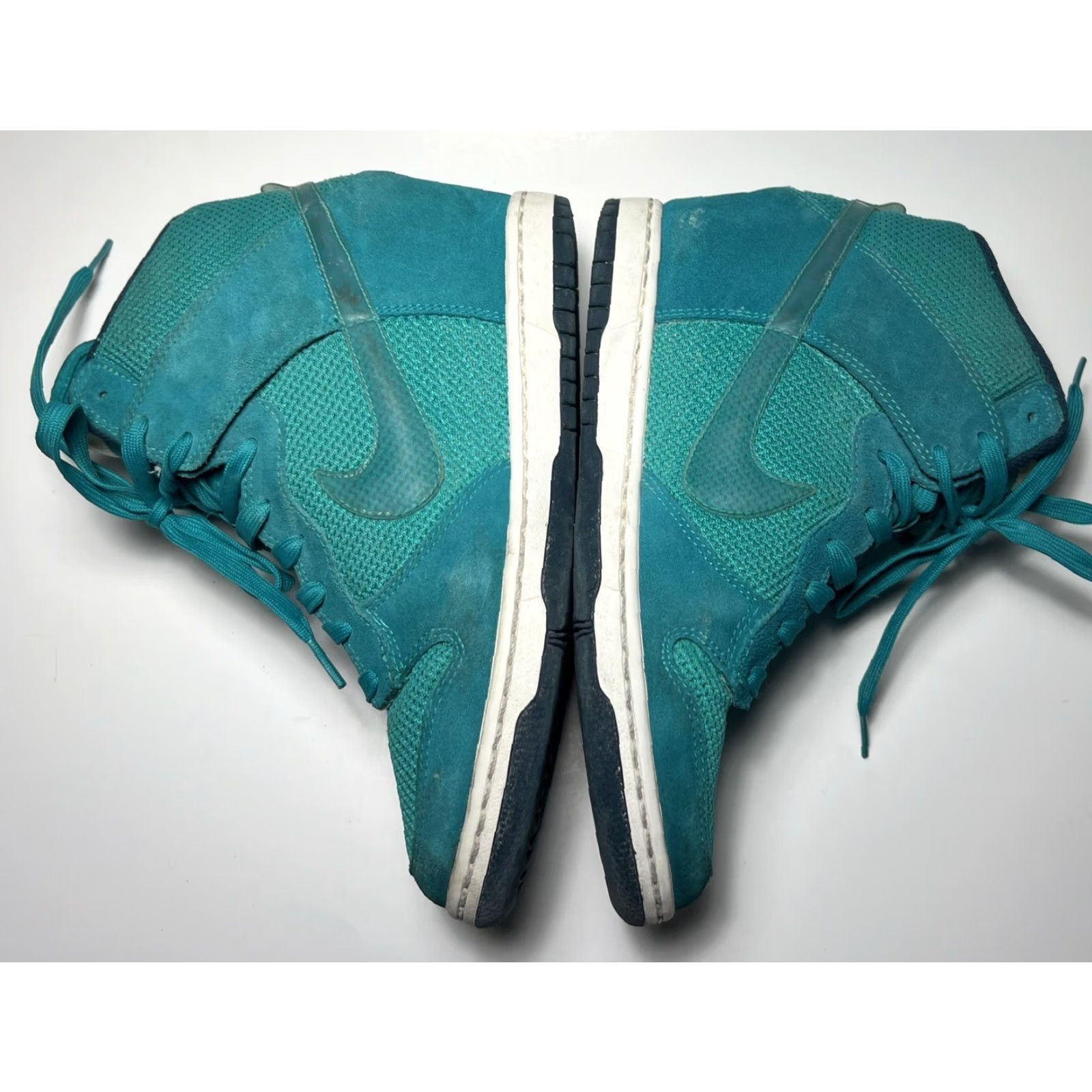 Nike VINTAGE Nike Dunk Sky Hi Turquoise Turbo Green 644877-300 Wedge 9 Womens Leather Sneaker Turquoise Sky Hi Nike Dunk 90s? Size US 7 / IT 37 - 4 Thumbnail