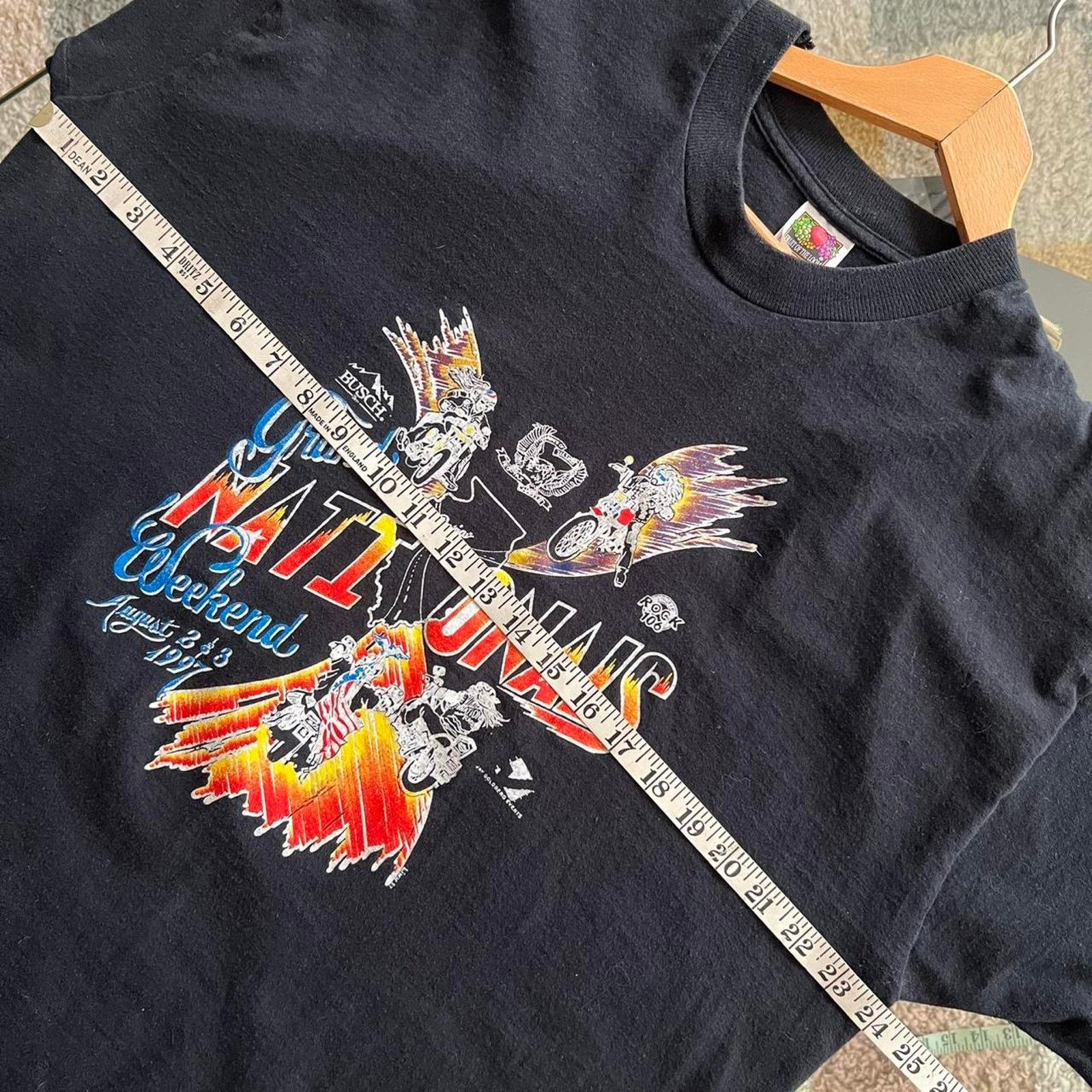 Fruit Of The Loom Vintage 90s Busch Grand Nationals T-Shirt | Fits XLT Size US XL / EU 56 / 4 - 13 Thumbnail