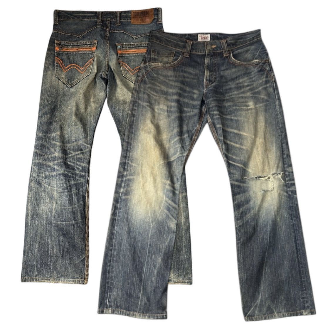 Seditionaries Vintage y2k Baggy Edwin 424XV Orange Stich Distressed Denim Size US 32 / EU 48 - 1 Thumbnail