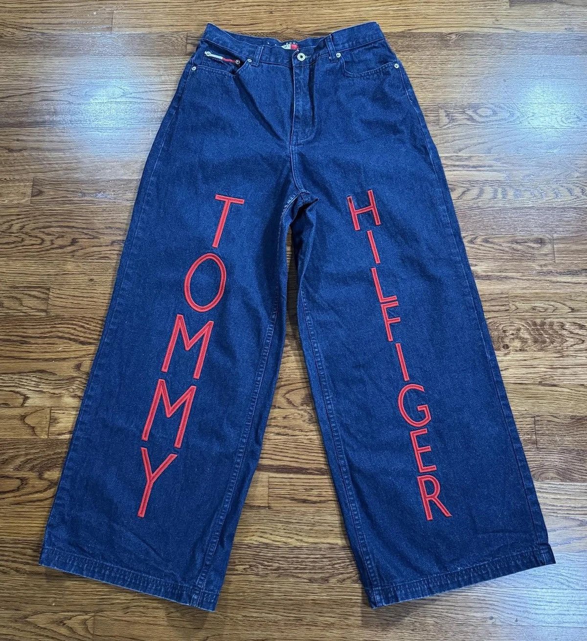 Tommy Hilfiger Women's Vintage Tommy Hilfiger Wide Leg Jeans (Size 11) Size 34" / US 12 / IT 48 - 2 Thumbnail