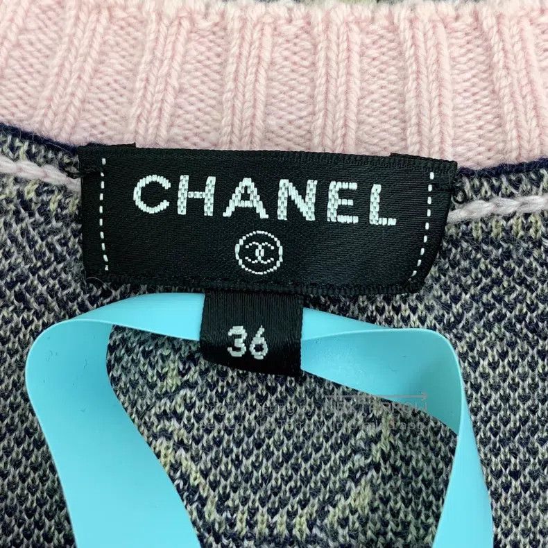 Chanel Chanel 21B Colour-blocked plaid cashmere V-neck short-slee Size XS / US 0-2 / IT 36-38 - 5 Thumbnail