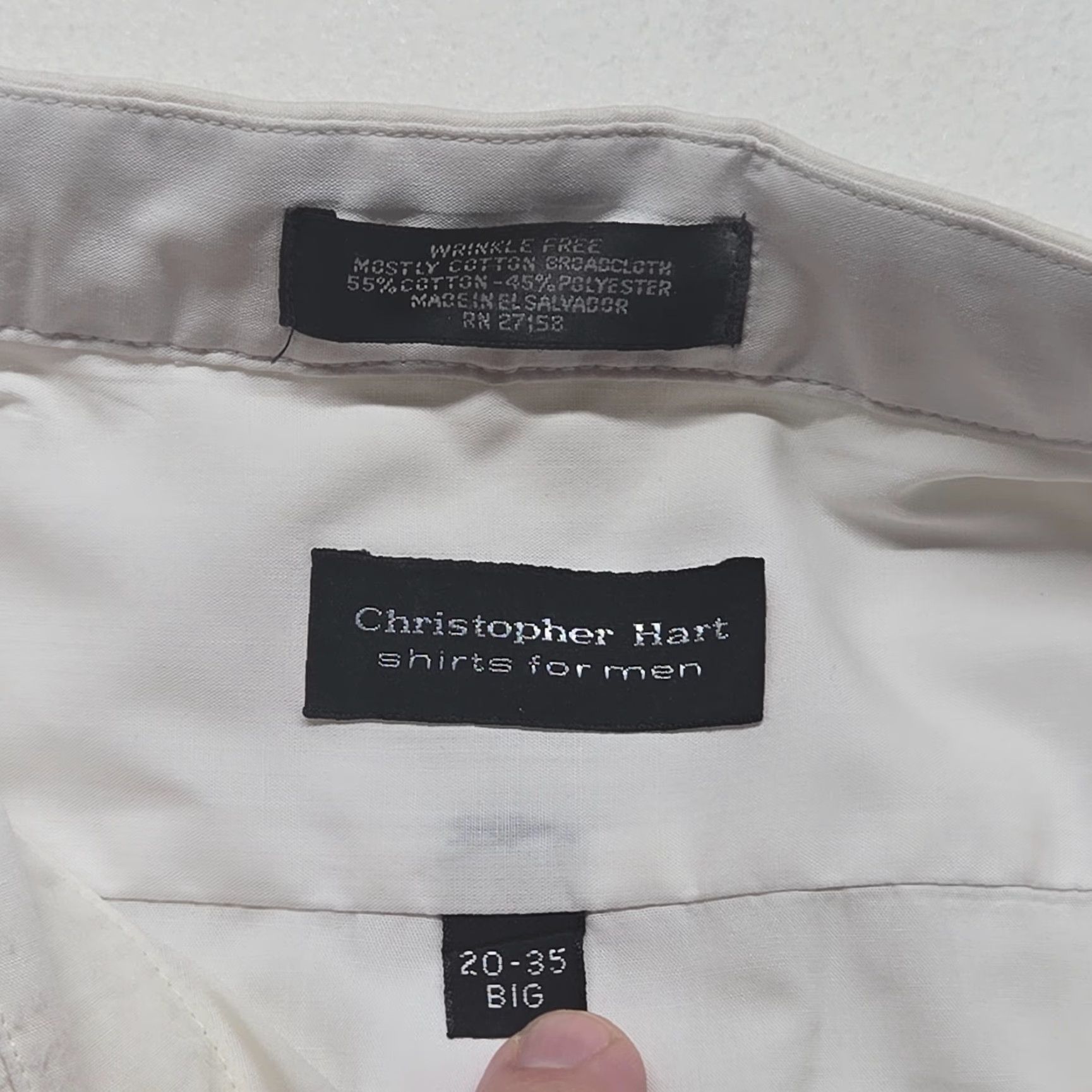 Vintage Christopher Hart Shirt Dress Shirt Men 20 White Long Sleeve Button-Down Oxford Solid 20 Size US XXL / EU 58 / 5 - 3 Thumbnail