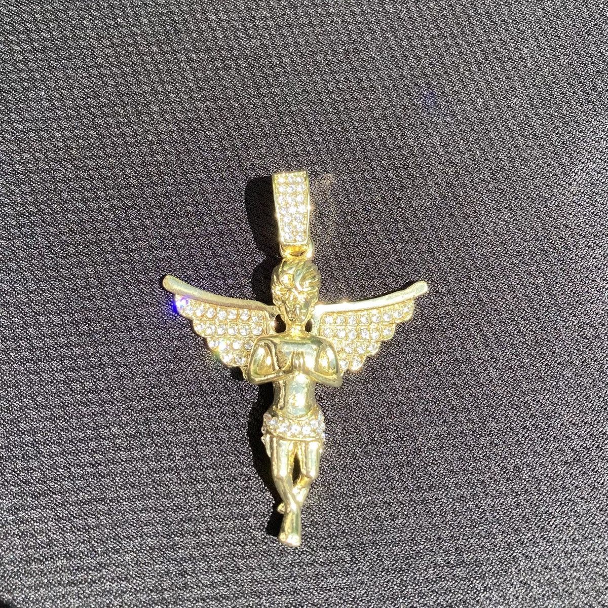 Jewelry Gold Chain Cuban Necklace 24in 8mm and Icy Angel Pendant Size ONE SIZE - 5 Thumbnail