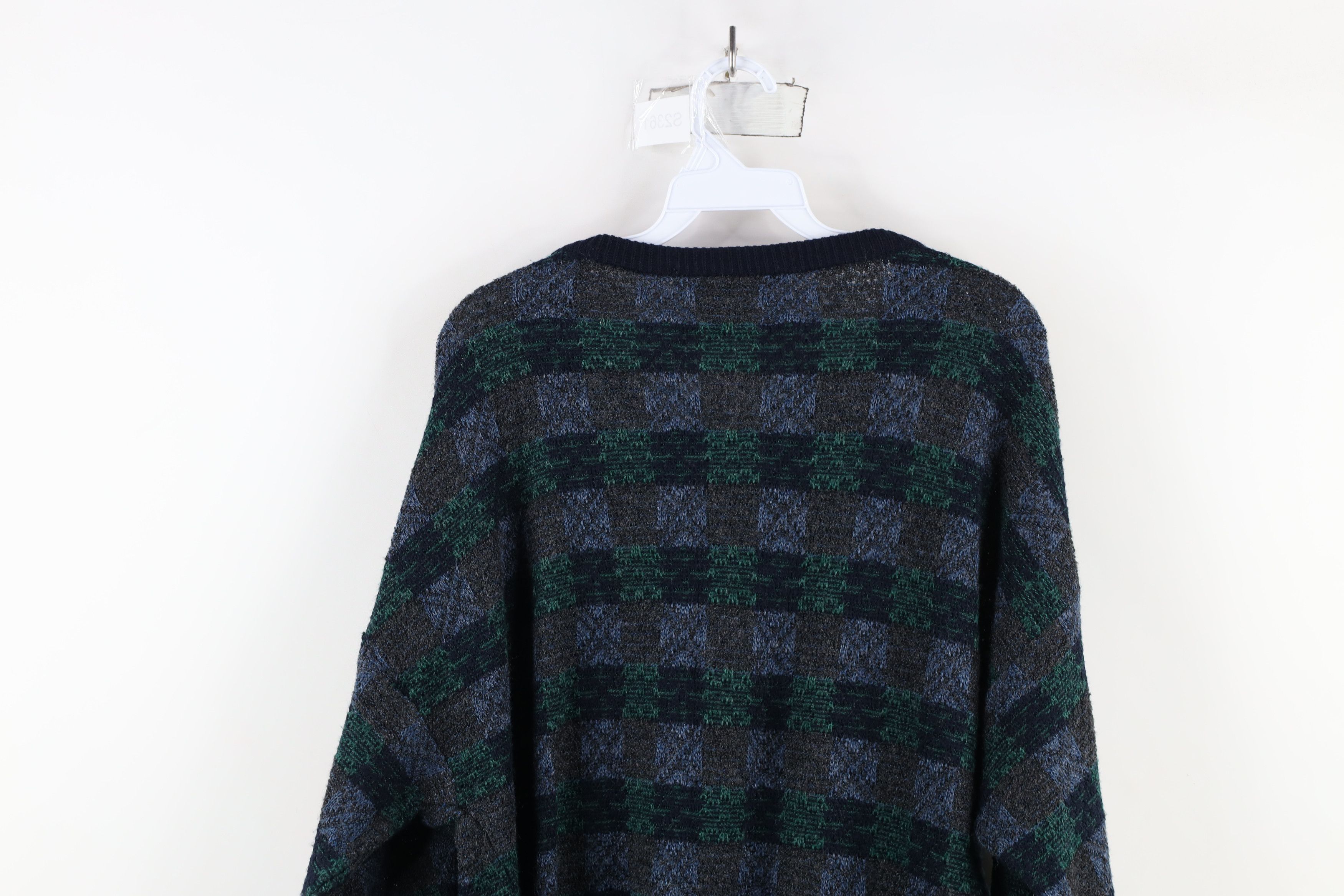 Vintage Vintage 90s Streetwear Knit Checkered Crewneck Dad Sweater Size US XL / EU 56 / 4 - 8 Thumbnail