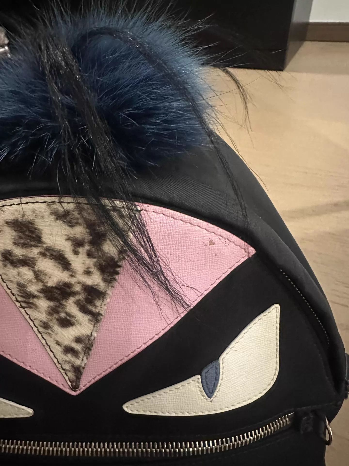 Fendi Fendi Bag Bugs Backpack Pink Leopard Blue Fur Size ONE SIZE - 2 Thumbnail