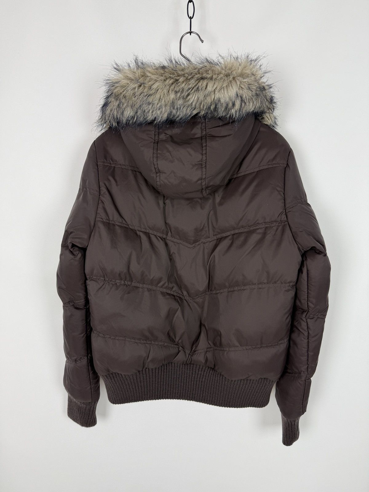 Vintage Y2K Vintage Denimco Faux Fur Brown Cropped Puffer Jacket Size L / US 10 / IT 46 - 8 Thumbnail