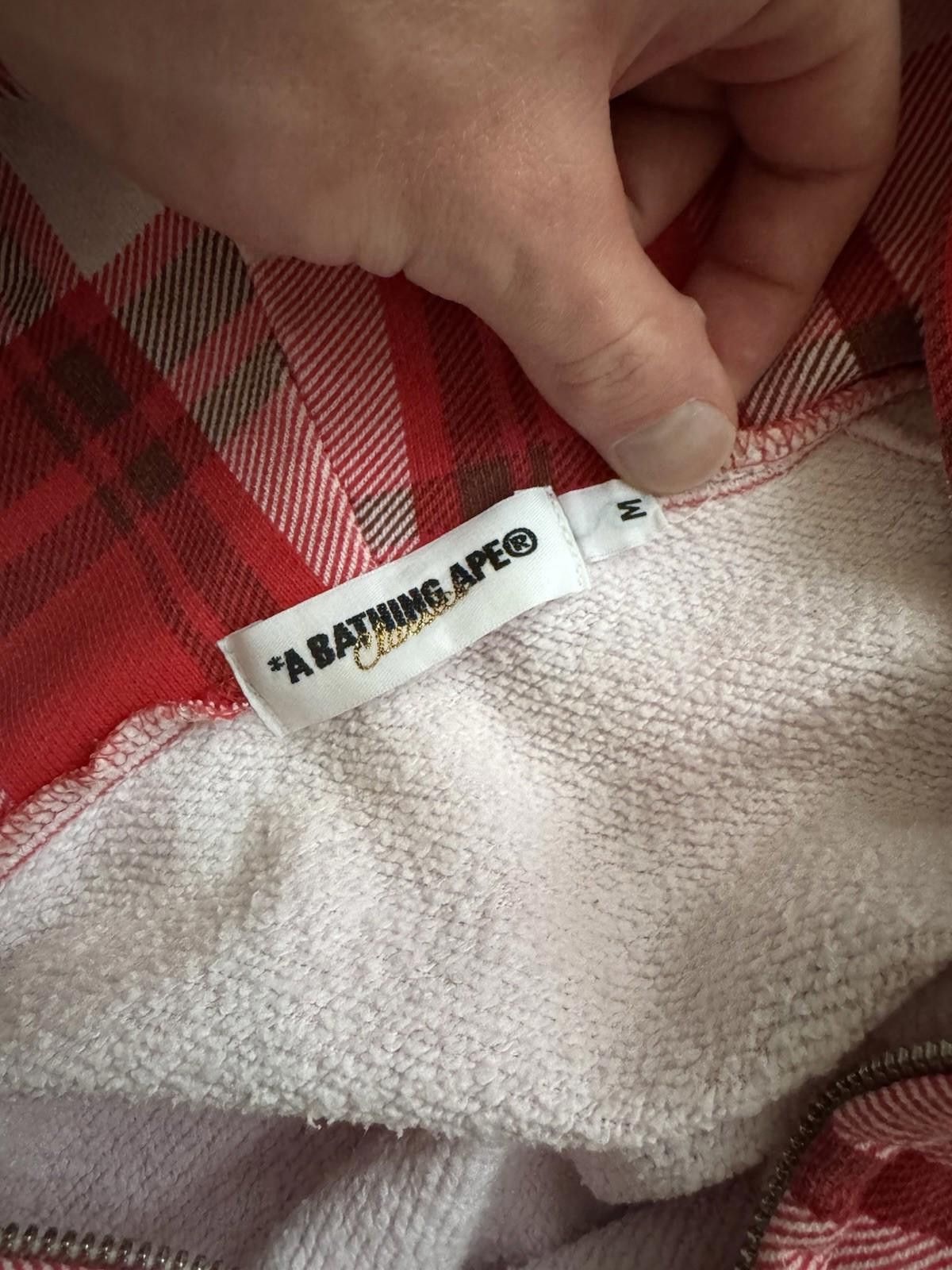 Bape A Bathing Ape Red Checkered Full Zip Hoodie - Size M Size US M / EU 48-50 / 2 - 9 Thumbnail