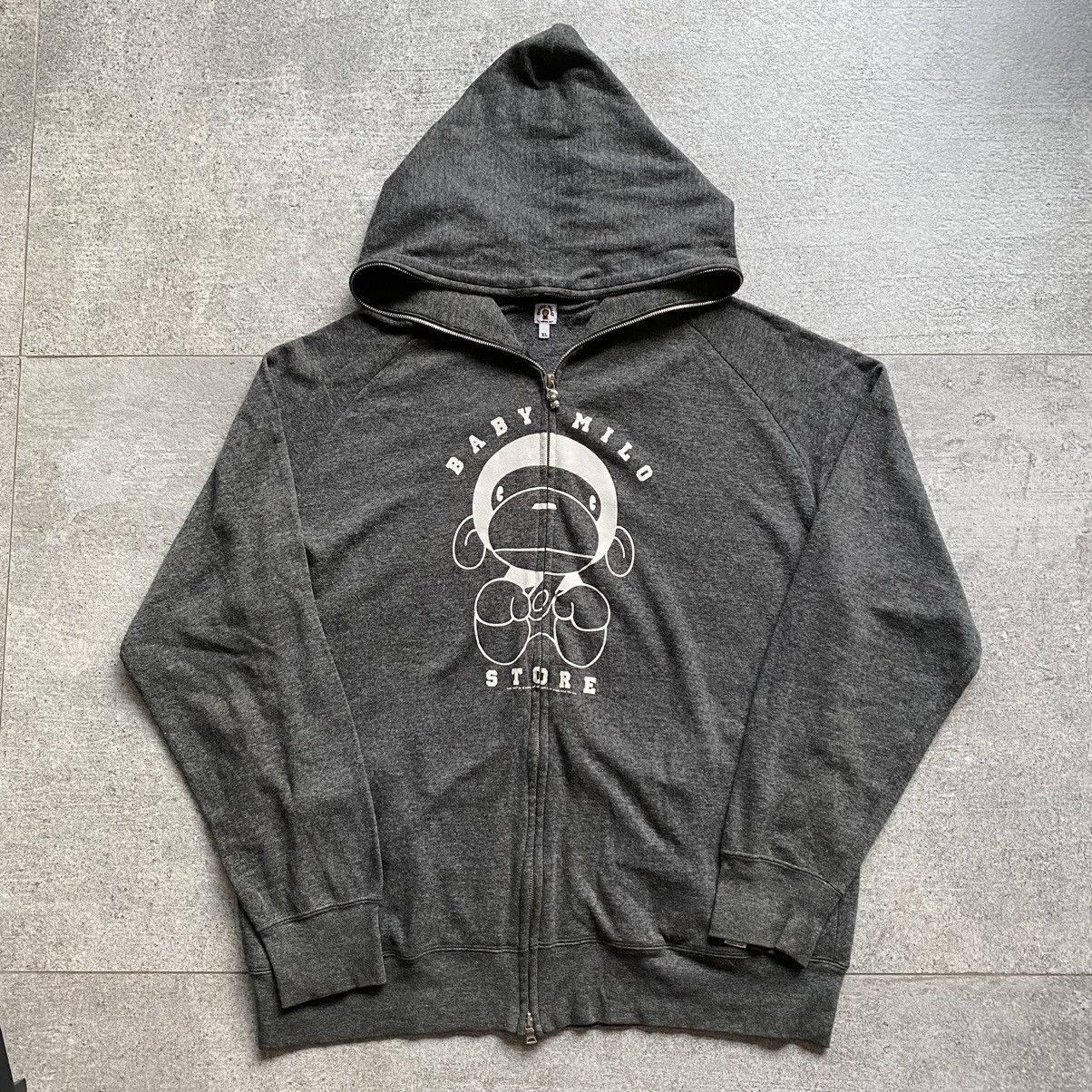 image of A Bathing Ape Bape Baby Milo Store Logo Full Zip Up Hoodie in Grey, Men's (Size XL)
