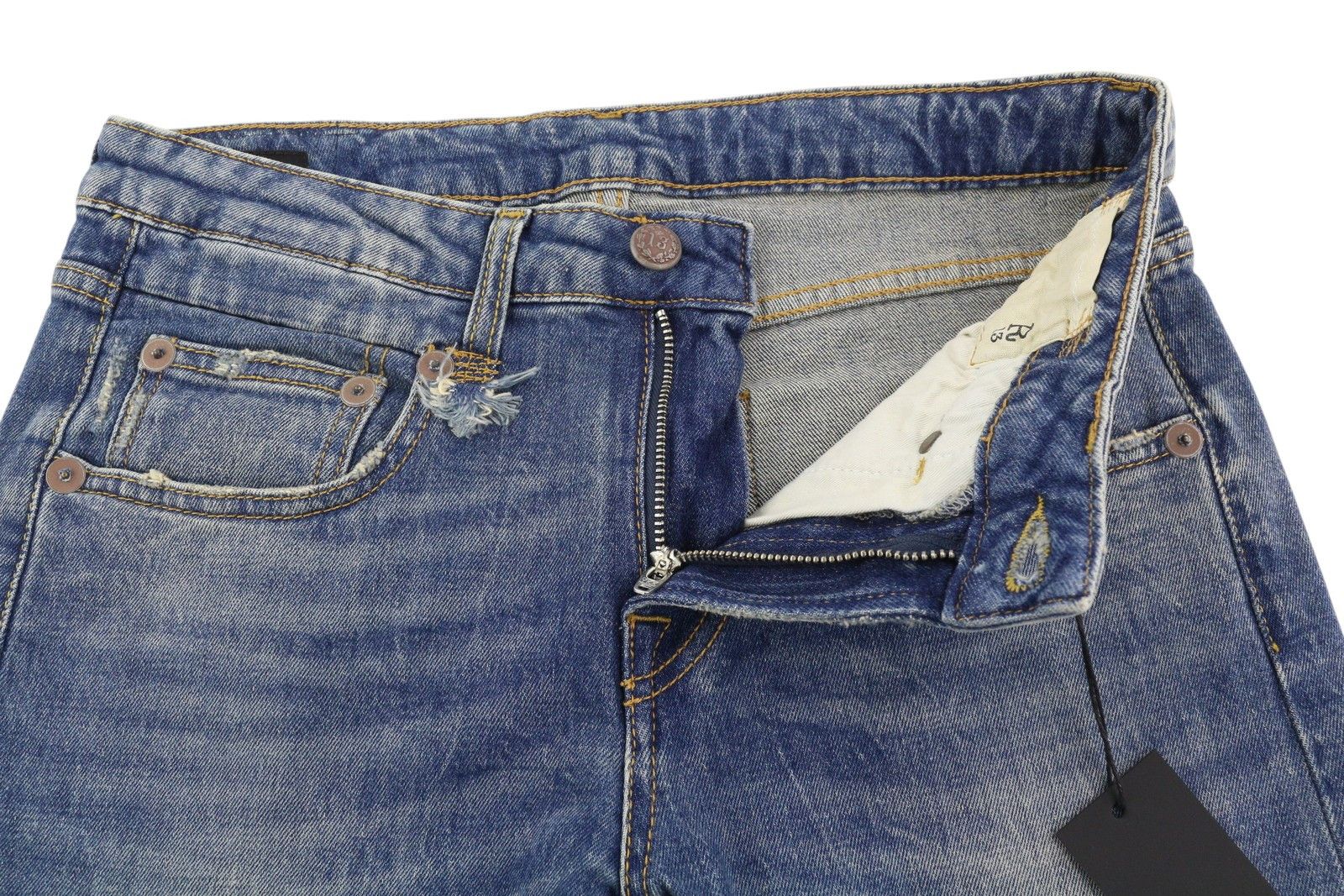 R13 BOY STRAIGHT 26 Cropped Ankle Washed Bue Kelly 84455 Size 26" / US 2 / IT 38 - 5 Thumbnail