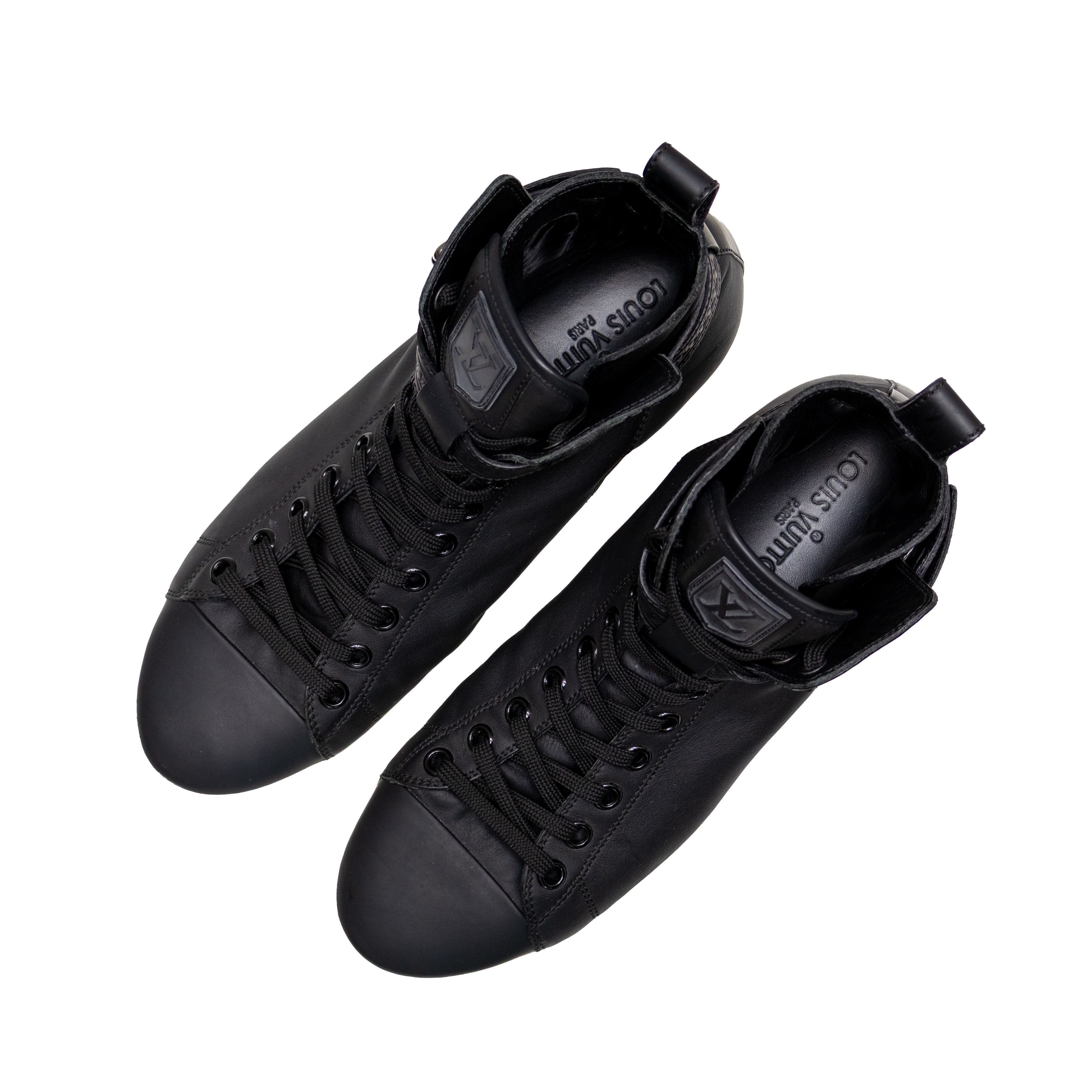 Louis Vuitton Louis Vuitton Falcon High Top Sneakers Black Leather Trainer Size US 9 / EU 42 - 6 Thumbnail