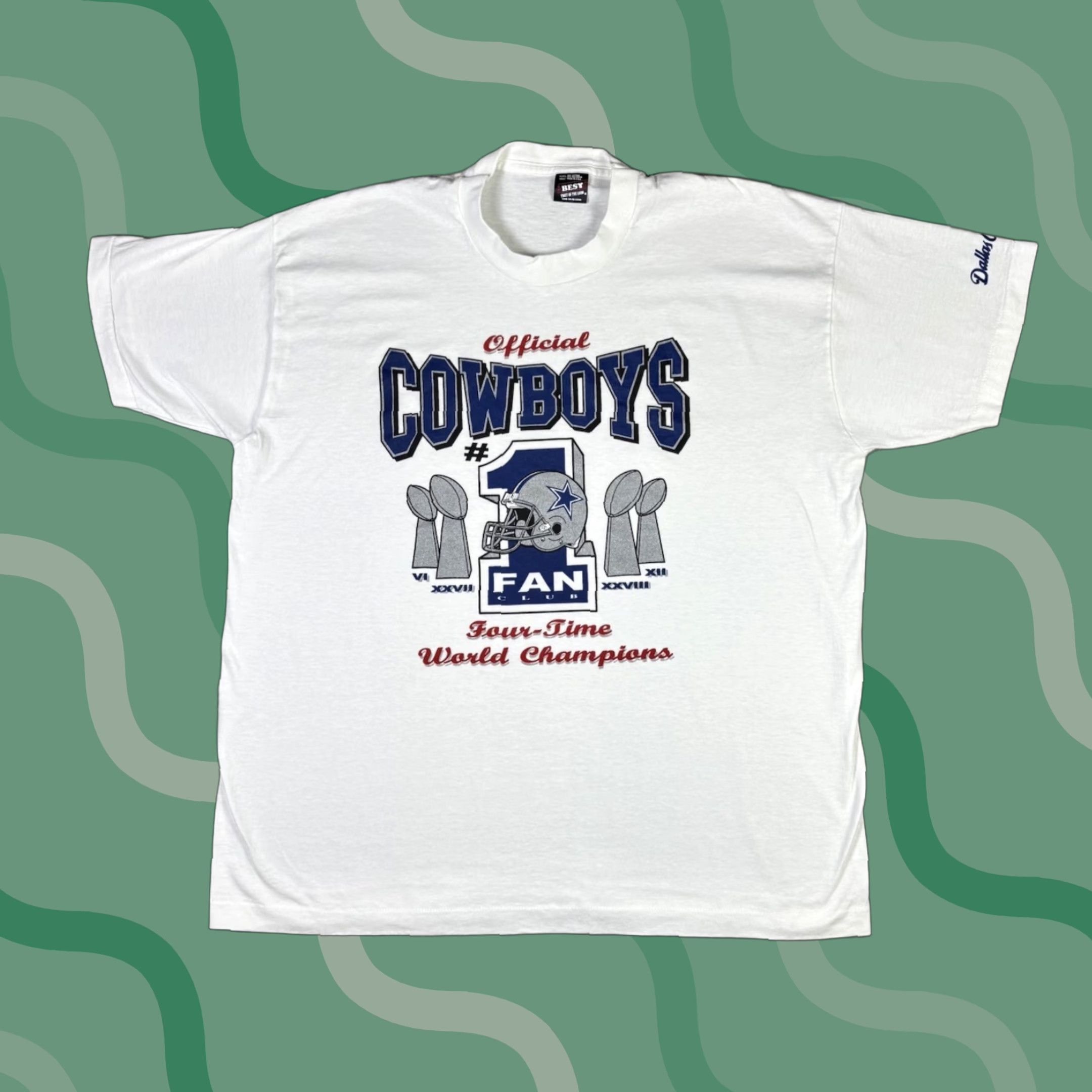 NFL VINTAGE Dallas Cowboys Super Bowl Champions T Shirt Adult 2XL 90s USA NFL Size US XXL / EU 58 / 5 - 1 Thumbnail