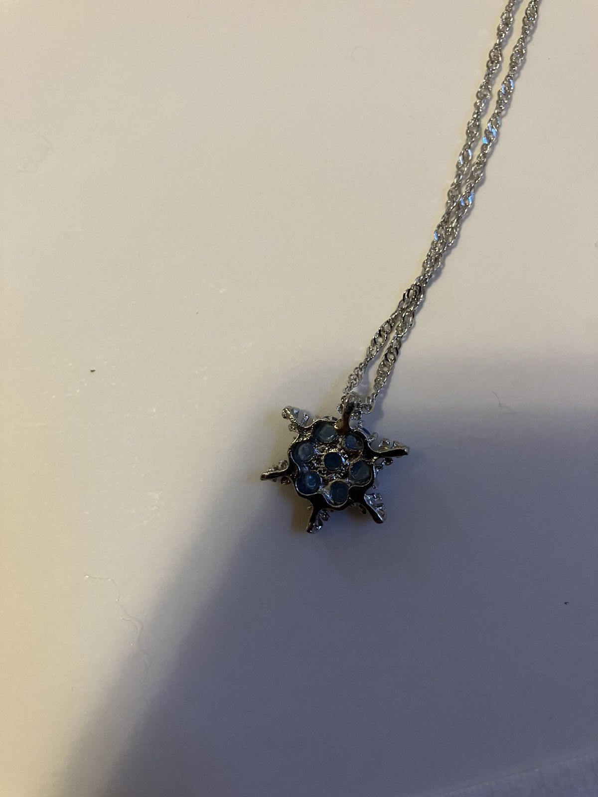 Handmade Silver Blue Crystal Snowflake Winter Pendant Necklace Size ONE SIZE - 4 Thumbnail