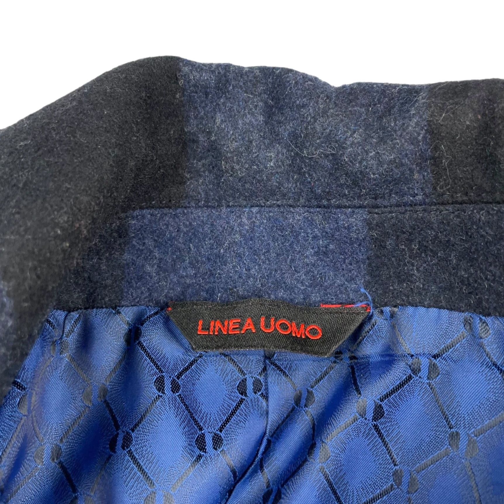 Doublet Linea Uomo Coat Mens Pea Coat Wool Flannel Double Breasted Plaid 46L Navy Blue Black 6-button Regular Mens Size US S / EU 44-46 / 1 - 4 Thumbnail