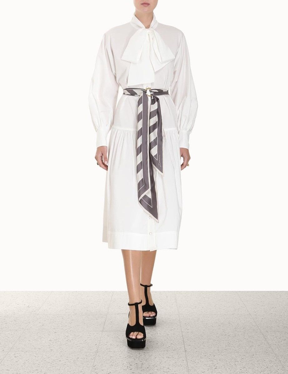 Zimmermann oc11z0425 Lyrical Scarf Tie Shirt Dress in Ivory Size M / US 6-8 / IT 42-44 - 2 Thumbnail