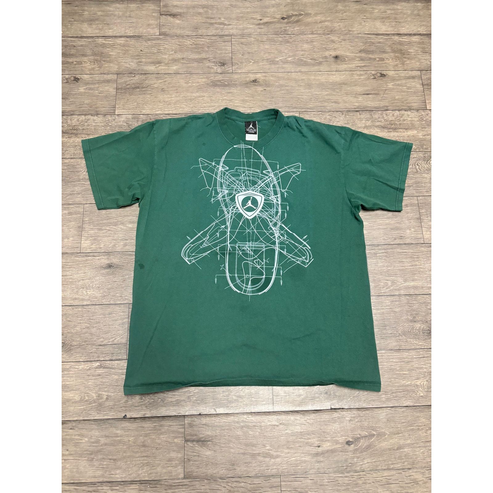 Jordan Brand × Vintage Vintage Jordan Air Nike Shoe Green Tee Sz XL 00s Size US XL / EU 56 / 4 - 1 Thumbnail