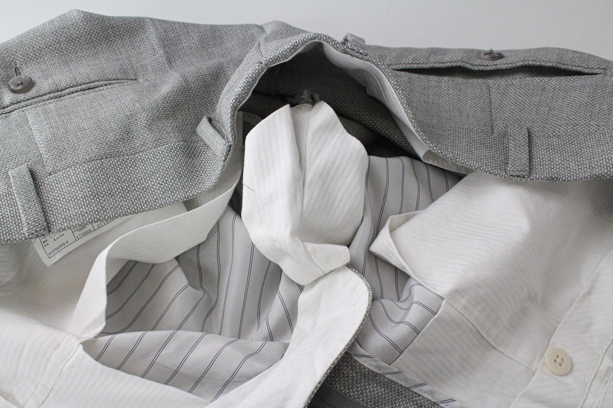 Suitsupply HAVANA JETTED UK44R Grey 2-Piece Slim Melange Wool 72262 Size 44R - 9 Thumbnail
