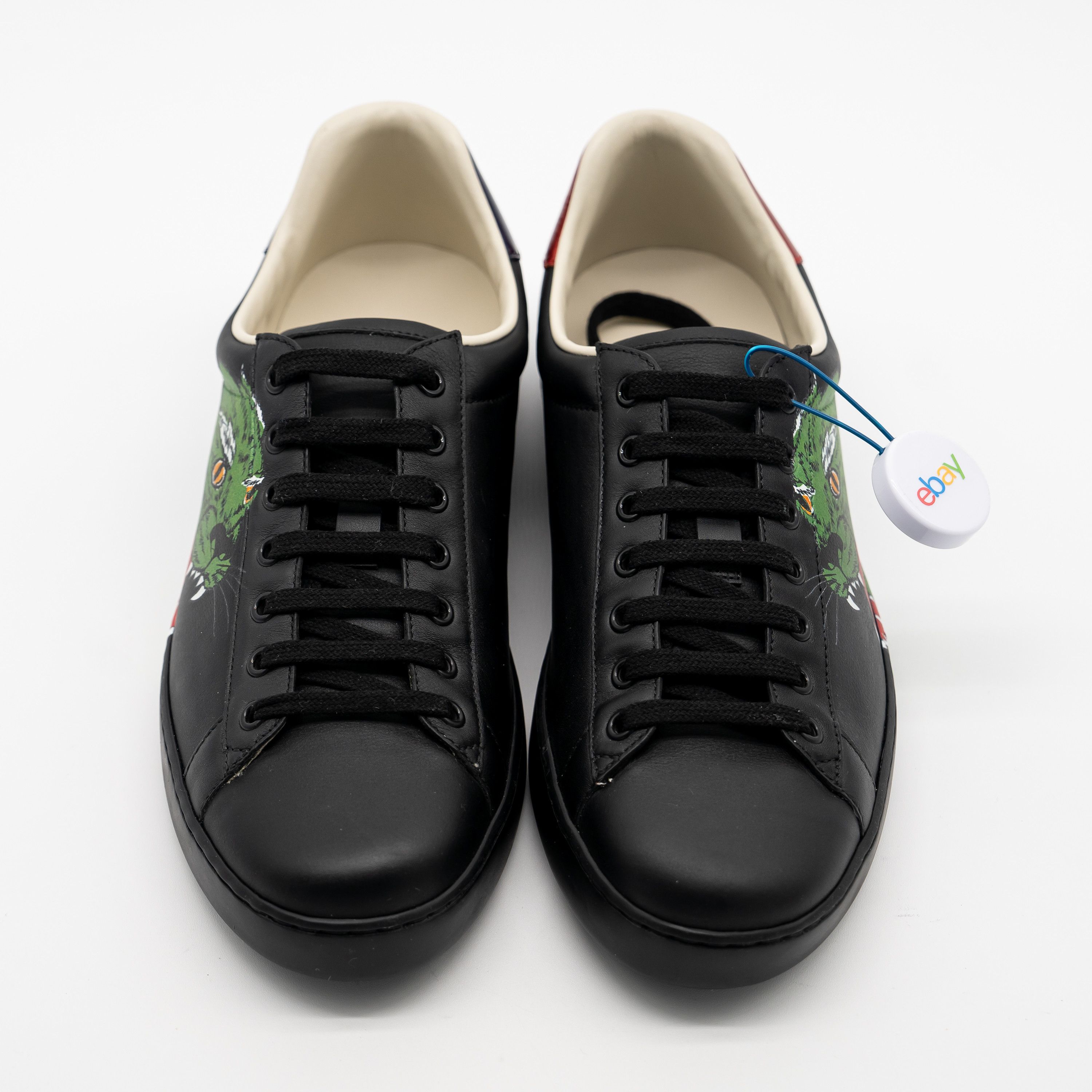 Gucci 8.5G 9 US Gucci Ace Panther Leather Sneakers Black Green Size US 9 / EU 42 - 3 Thumbnail