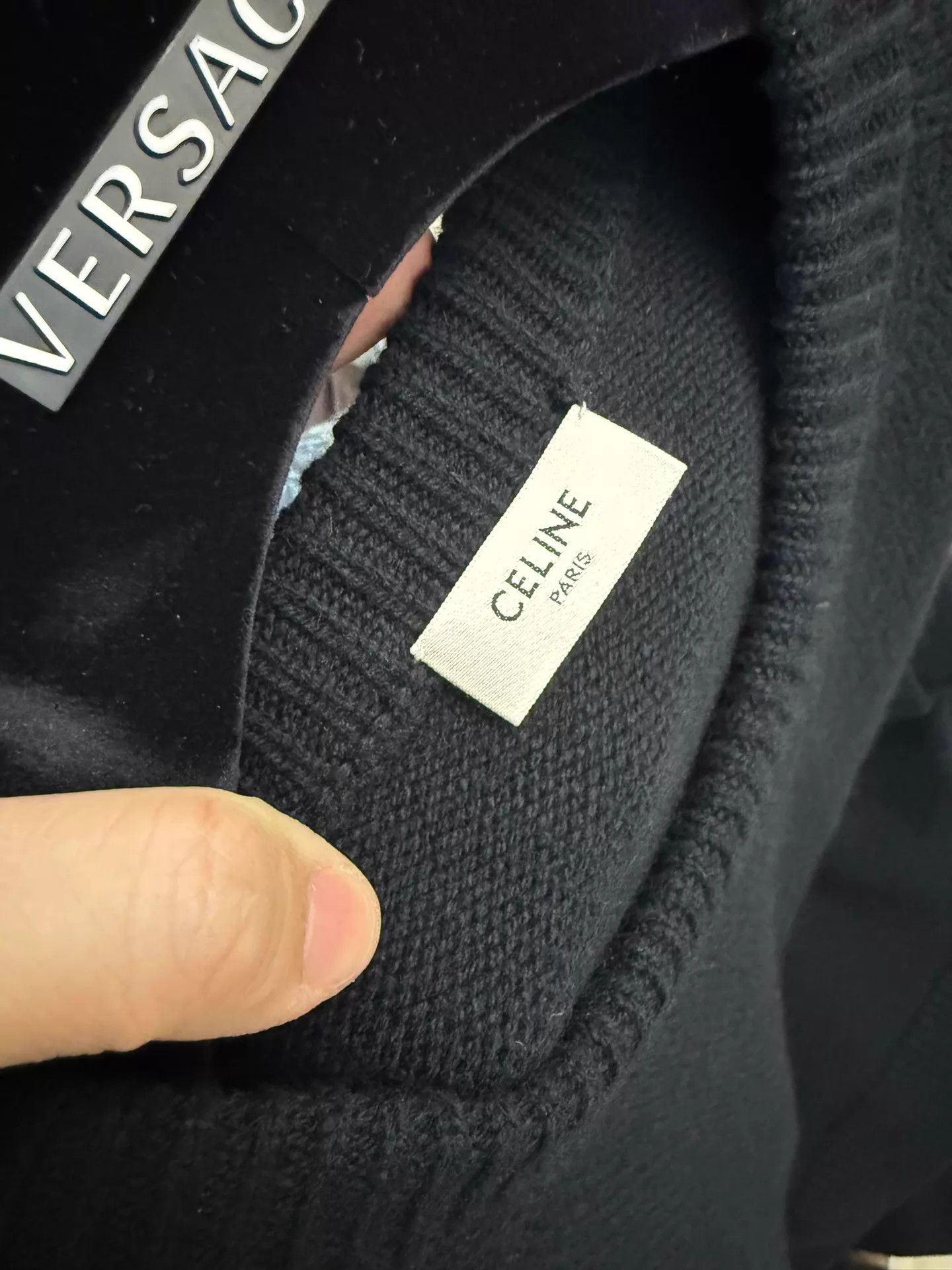 Celine CELINE Black Triumph Logo Wool-Cashmere Sweater L Size US L / EU 52-54 / 3 - 4 Thumbnail