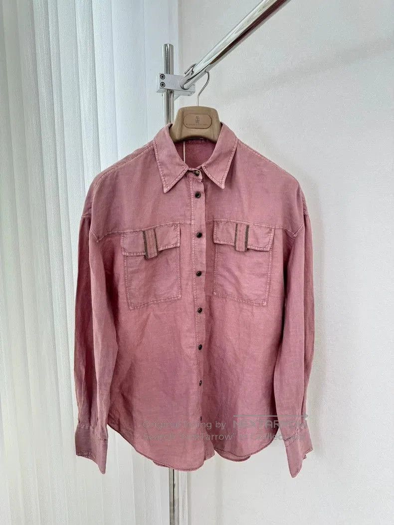 Brunello Cucinelli Brunello Cucinelli Pink Linen Shirt. Size US L / EU 52-54 / 3 - 1 Thumbnail