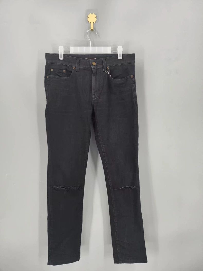 Saint Laurent Paris Saint Laurent Black Distressed Denim Pants-2505 Size US 30 / EU 46 - 1 Thumbnail