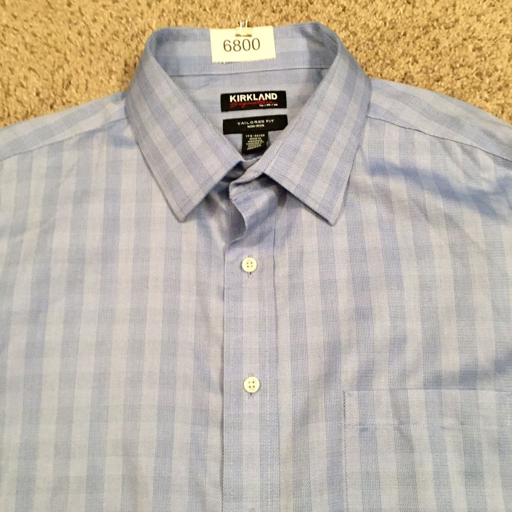 Vintage Kirkland Signature Shirt Mens 17.5 Blue Plaid Long Sleeve Button Up Tailored Fit Size US XXL / EU 58 / 5 - 3 Thumbnail