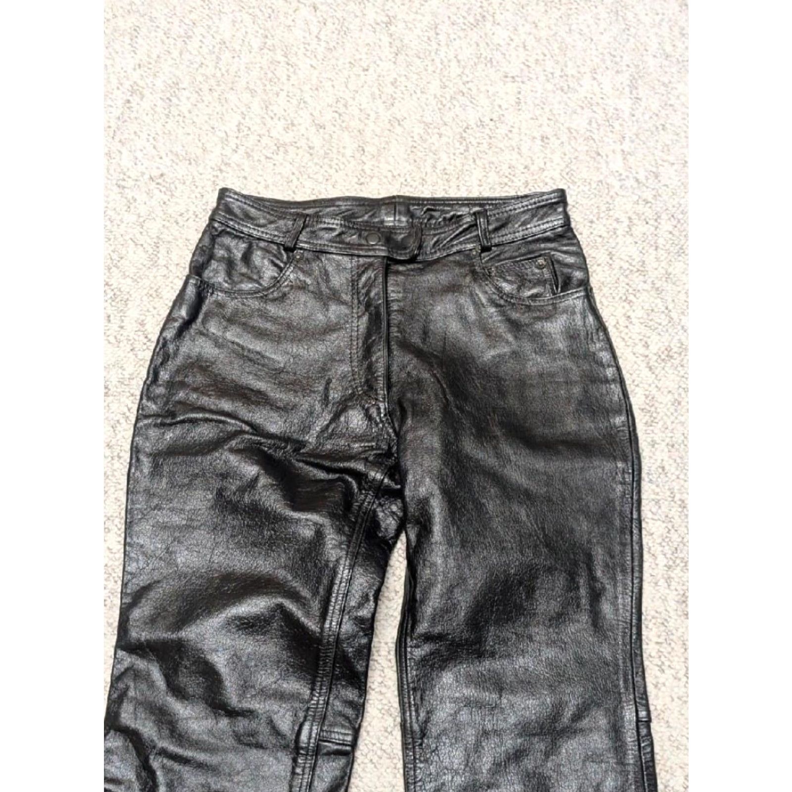 Vintage VINTAGE Jamin Leather Motorcycle Pants 28x32 Black Cowhide Leather Jeans Mens Jeans 90s Size US 28 / EU 44 - 2 Thumbnail