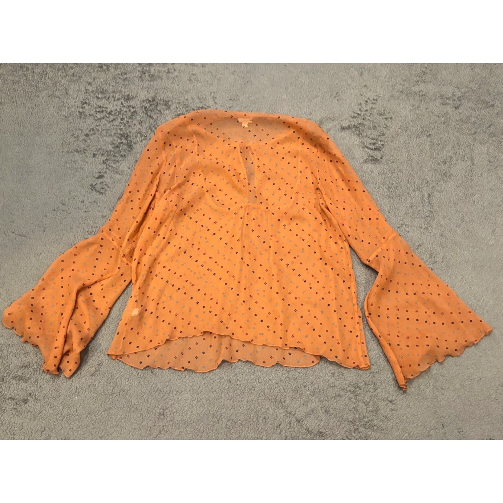 J. Jill J. Jill Blouse Womens Medium Pink Geometric Long Sleeve Peasant Sheer Boho Shirt Size M / US 6-8 / IT 42-44 - 5 Thumbnail