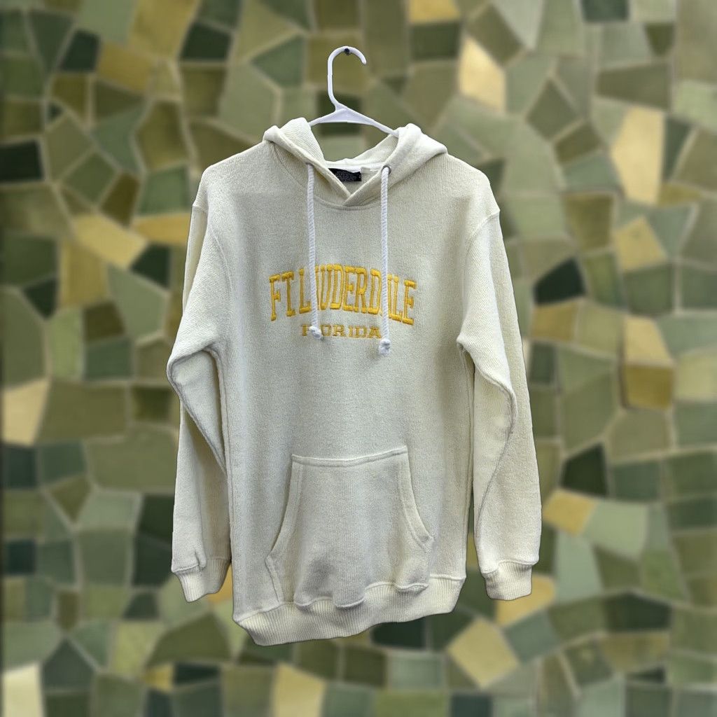 Vintage Comfortex USA Sweatshirt Womens Medium Yellow Solid Long Sleeve Logo Cotton Polyester Fleece Size M / US 6-8 / IT 42-44 - 1 Thumbnail