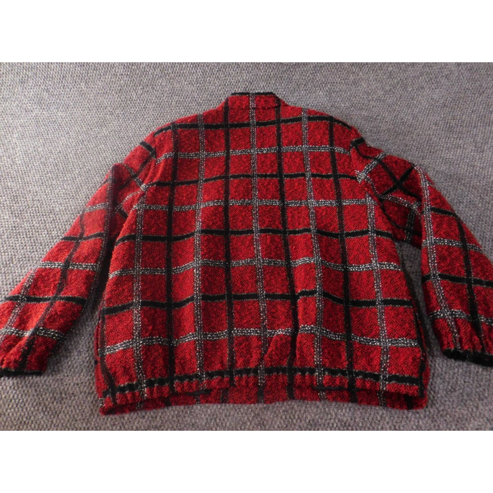 Vintage Alfred Dunner Jacket 14 Red Womens Plaid Zip Fuzzy Designer - Basic Jacket, Lightweight, Long Sleeve, Mid-Length, polyester, Dry Clean Only Size XL / US 12-14 / IT 48-50 - 6 Thumbnail