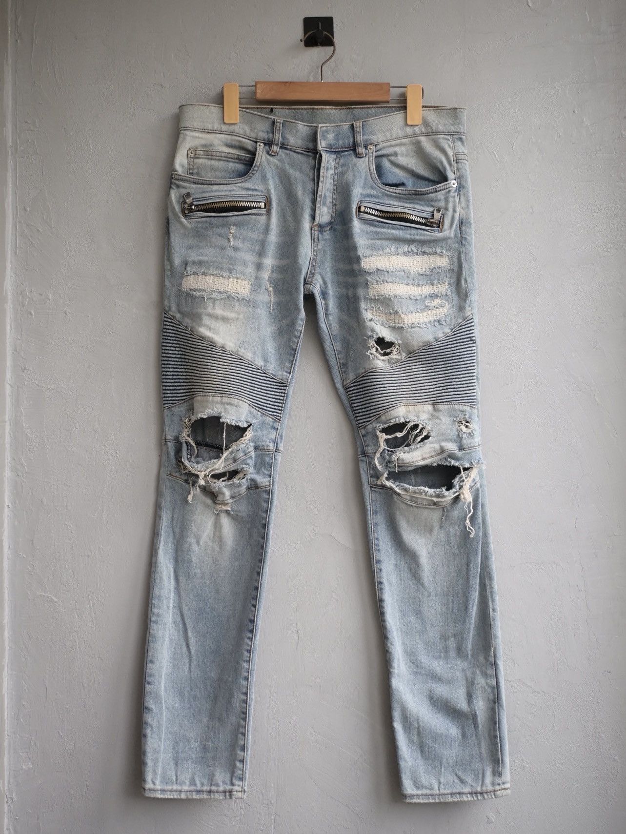 Balmain Balmain Distressed Biker Jeans Size US 32 / EU 48 - 1 Thumbnail