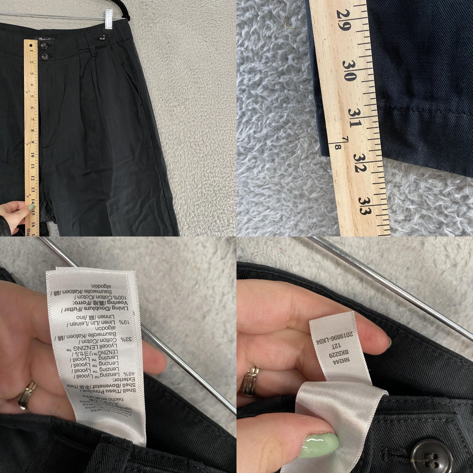 Madewell Madewell Wide Leg Wool Pants Womens 12T Tall Black Pleated Office Trousers Size 34" / US 12 / IT 48 - 8 Thumbnail