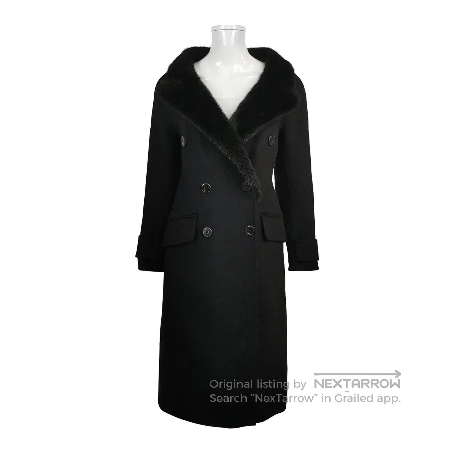 Prada Prada Double-Breasted Wool Coat with Fur Collar . Size US XXS / EU 40 - 1 Thumbnail