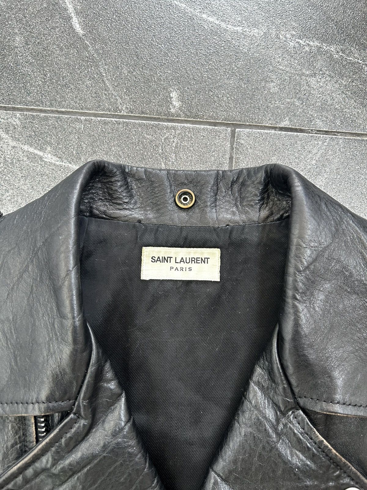 Saint Laurent Paris Saint Laurent Ramones leather jacket with big logo on back Size US L / EU 52-54 / 3 - 5 Thumbnail