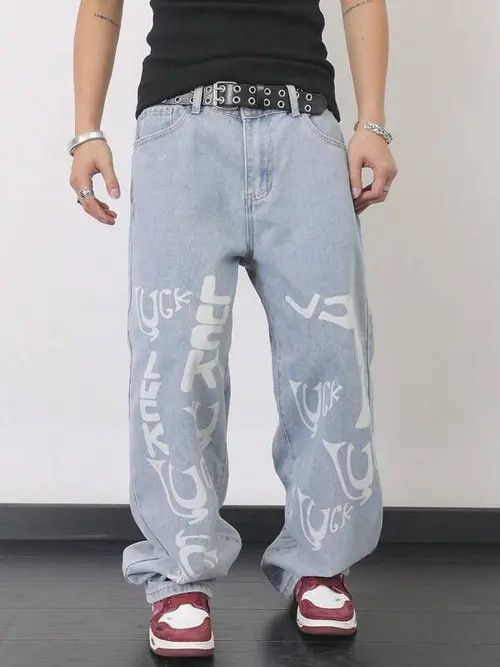 Jean Kirari x Airi Skater Print Denim Jeans Straight Leg Size US 32 / EU 48 - 8 Thumbnail