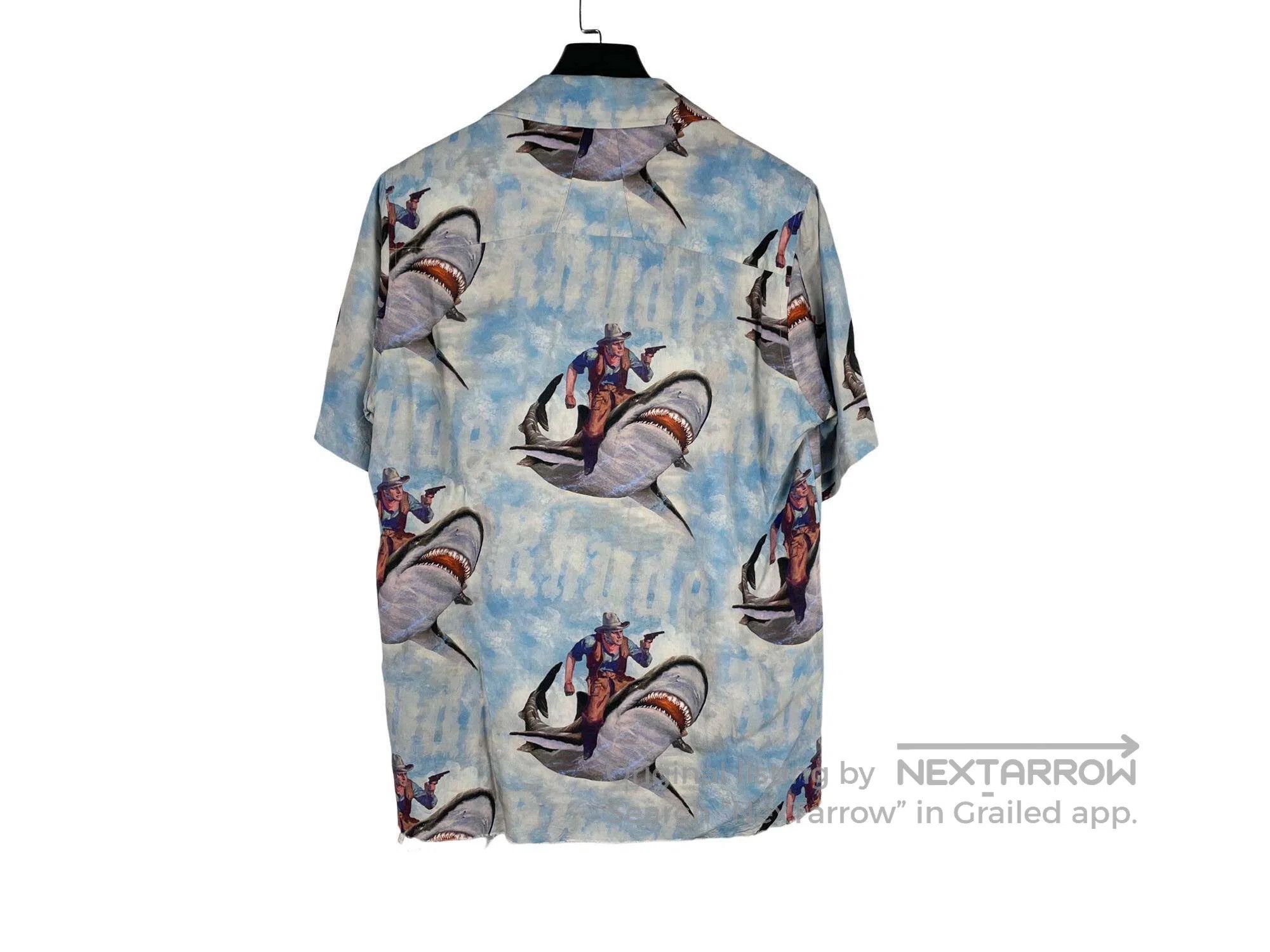 Rhude rhude Shark Print Destroyed Fringe Short Sleeve Shirt Size US XS / EU 42 / 0 - 2 Thumbnail