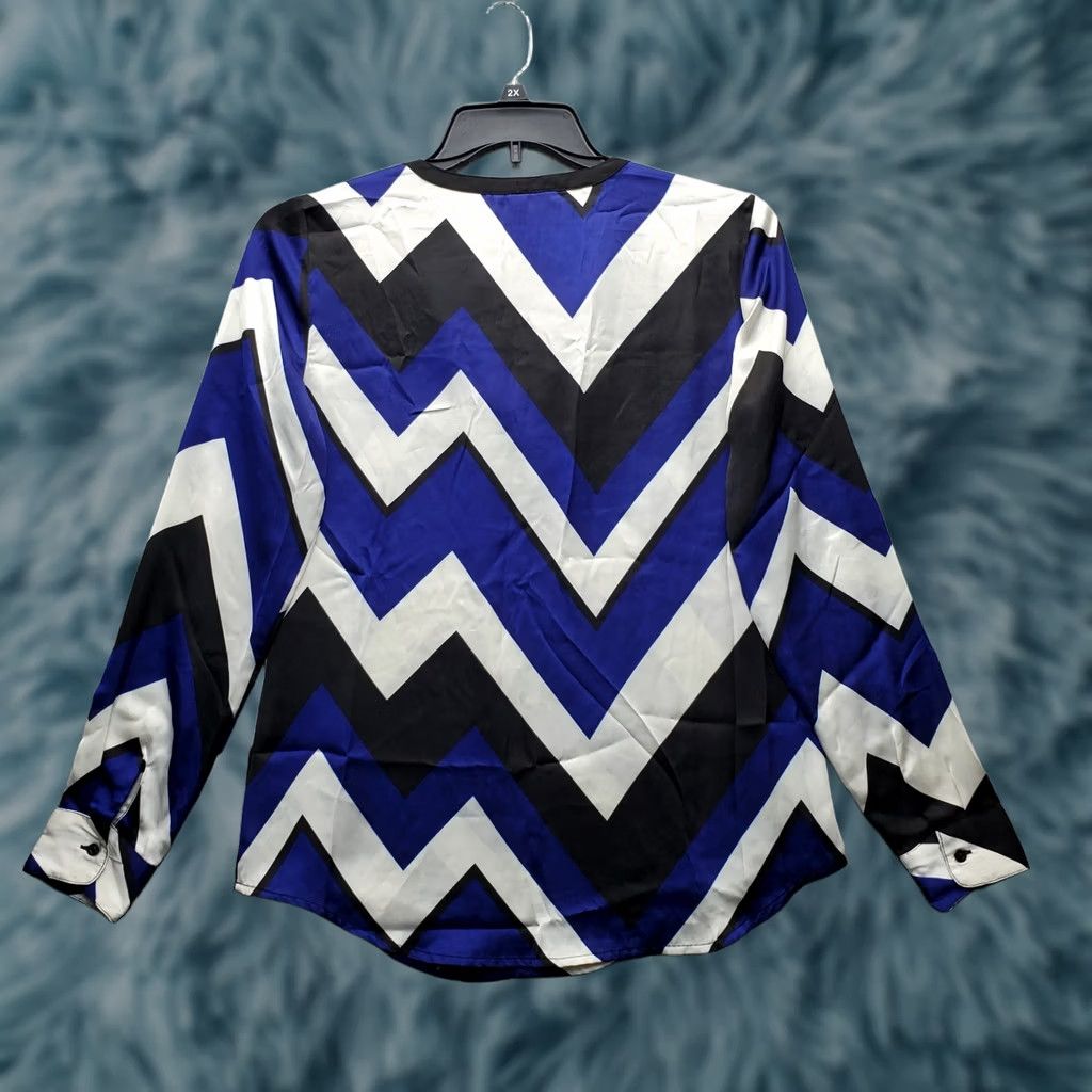 Ralph Lauren Lauren Ralph Lauren Blouse Womens Size S Chevron Print Sheer V-Neck Shawl? Size S / US 4 / IT 40 - 1 Thumbnail