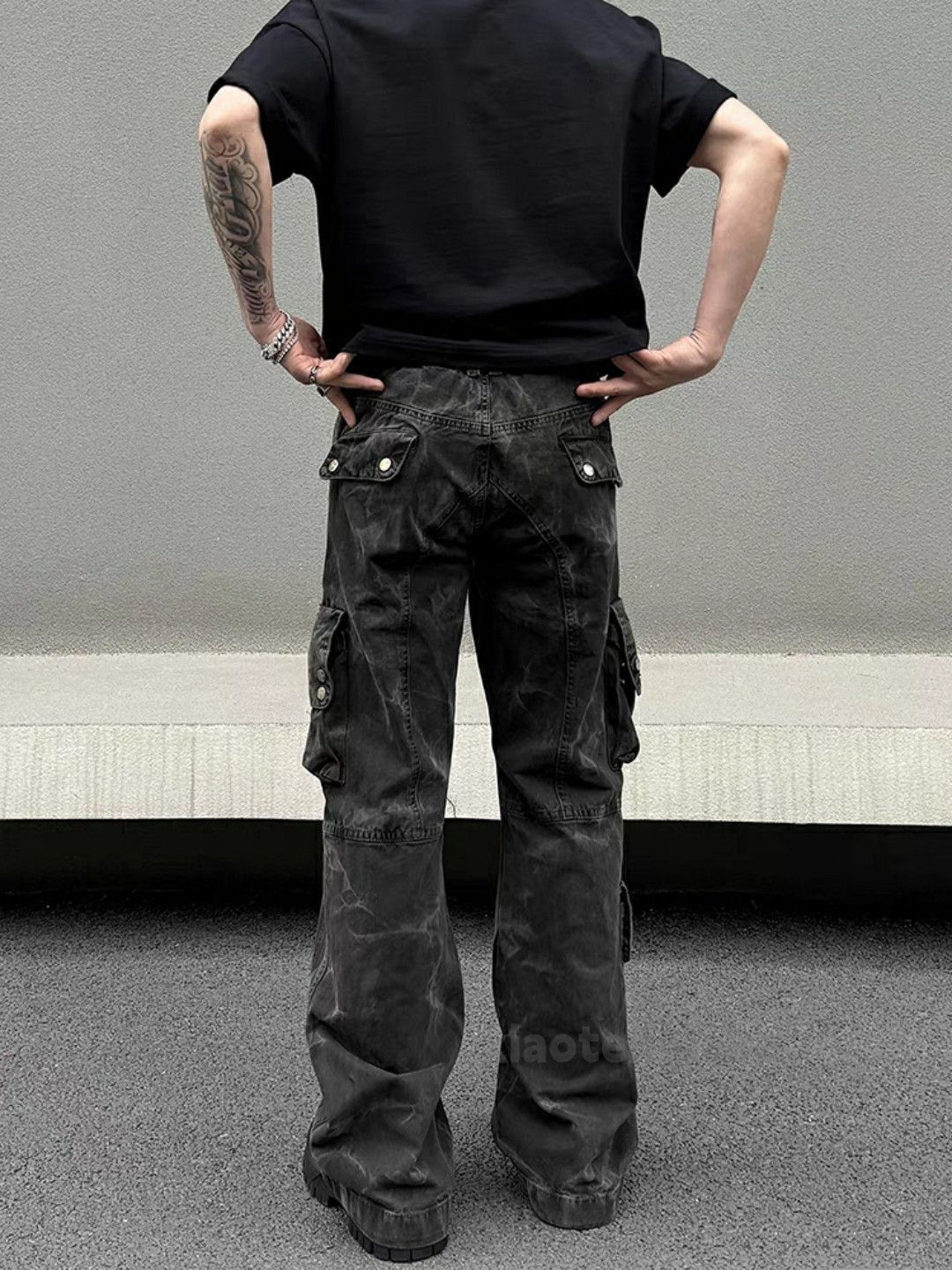 Jean × Vintage washed faded utility skate hiphop tie dye flared cargo jeans Size US 32 / EU 48 - 3 Thumbnail