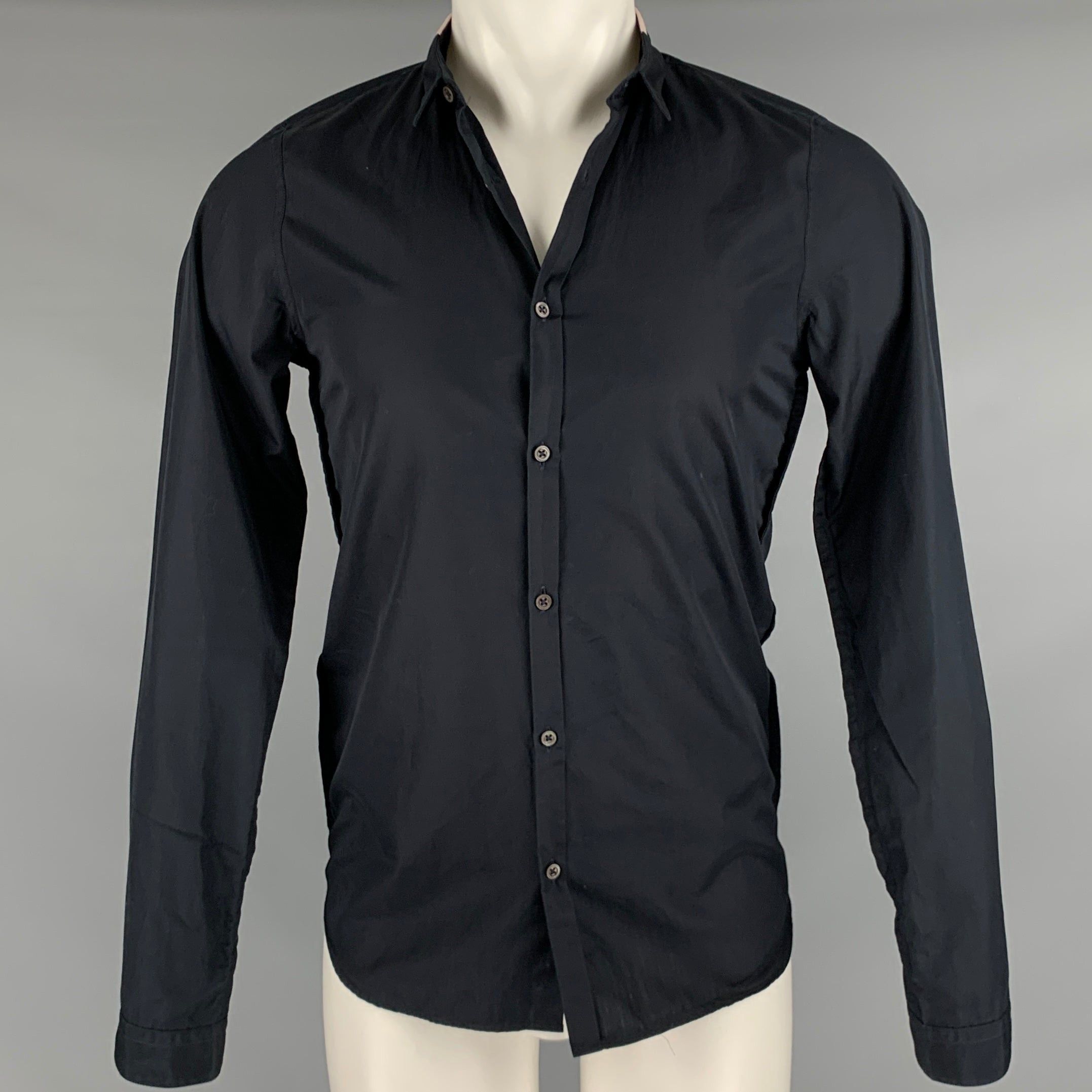 image of Jil Sander Black Pink Cotton Button Up Long Sleeve Shirt, Men's (Size Small)