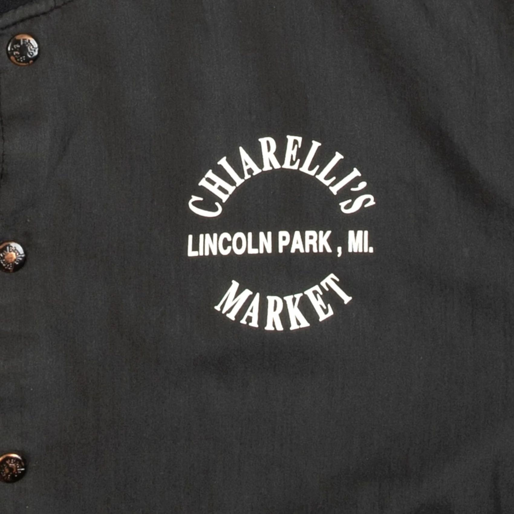 Market Vintage Chiarelli's Market Bomber Jacket Men's Large 1990s Washed Black Polyester Size US L / EU 52-54 / 3 - 6 Thumbnail