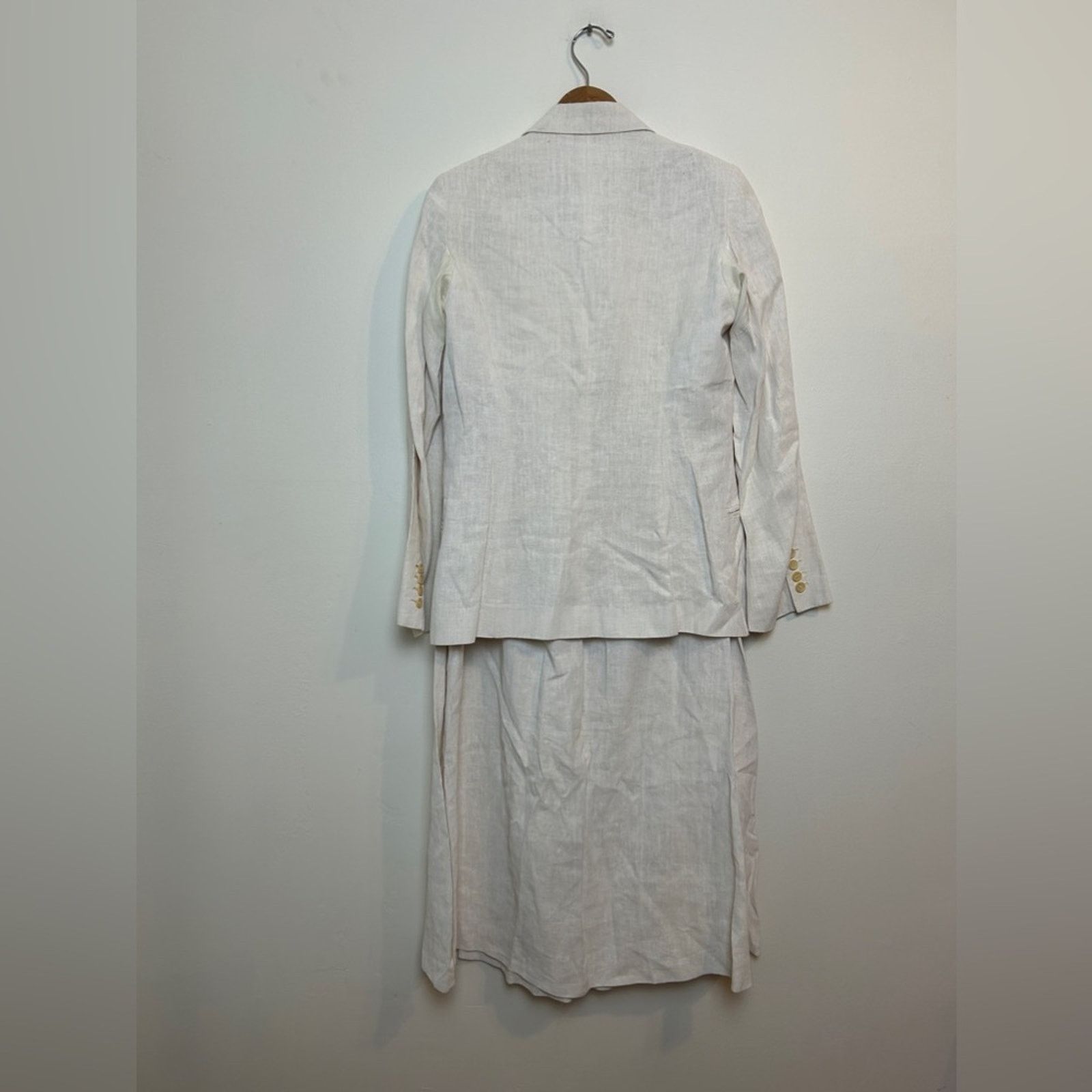 Ann Demeulemeester ann demeulemeester White Linen Blazer/Skirt Set Size 27" / US 4 / IT 40 - 2 Thumbnail
