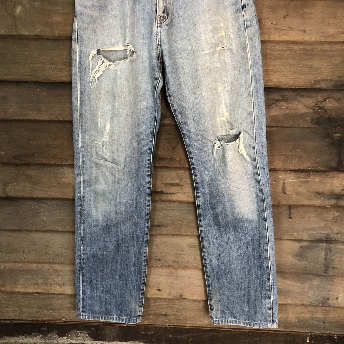 Japanese Brand Ring Denim vintage Blue Distressed ripped Denim Pants #7386 Size US 30 / EU 46 - 3 Thumbnail