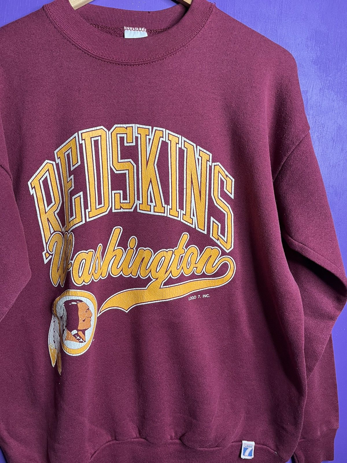 Logo 7 × NFL × Vintage Vintage 90s Logo 7 Washington redskins script sweatshirt Size US L / EU 52-54 / 3 - 3 Thumbnail