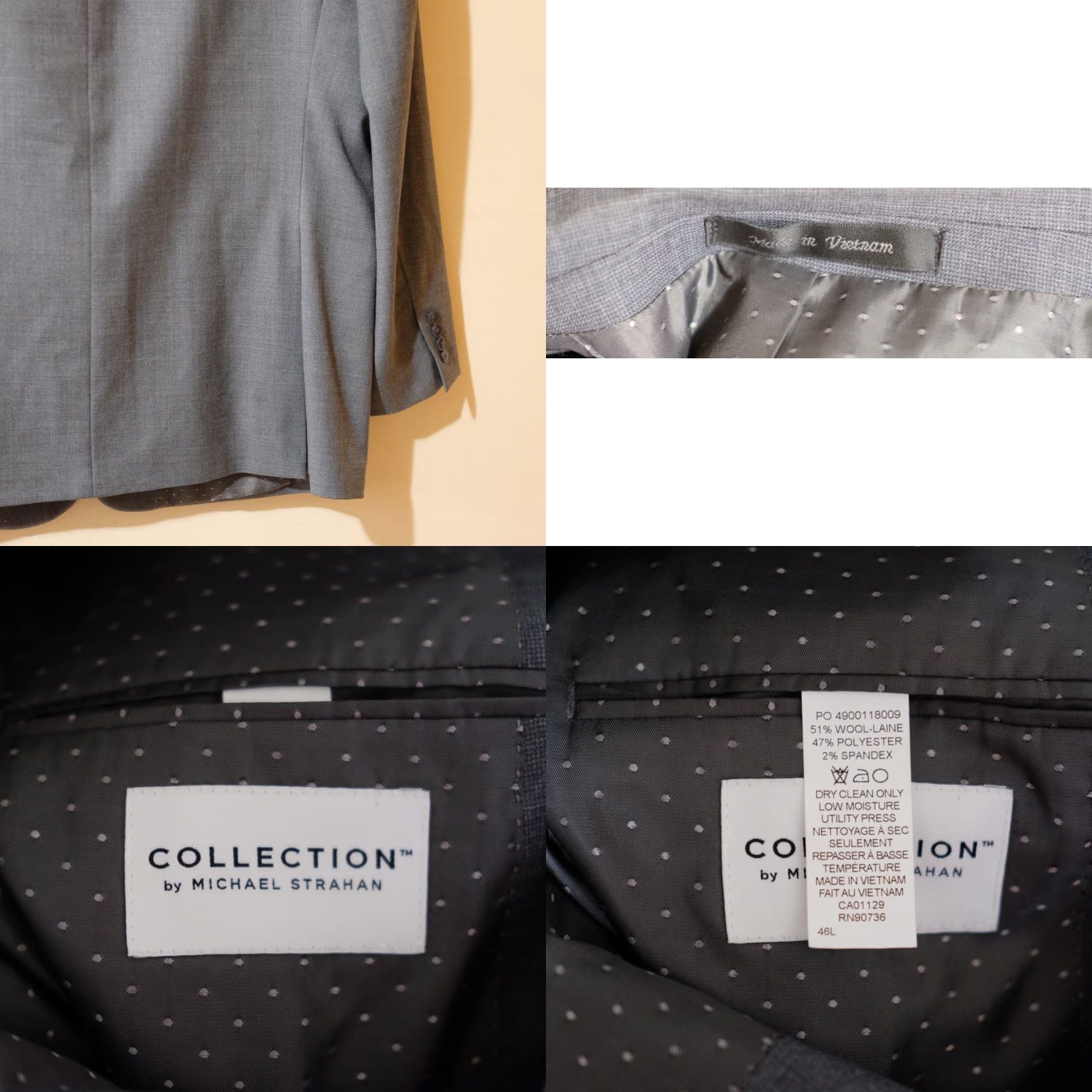 Vintage Collection by Michael Strahan Blazer Wool Blend Grey Size 46L / 46 L Men Single-Breasted Two-Button Jacket Blazer Suit Coat Size 46R - 8 Thumbnail